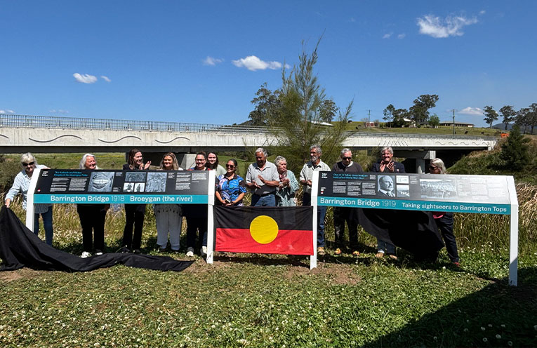 The gathering for the unveiling of the monument. Photo: supplied.