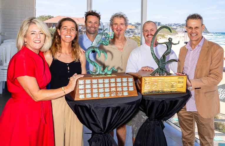 MPs and surfers at the announcement.