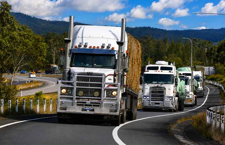 The convoy in Bulahdelah.