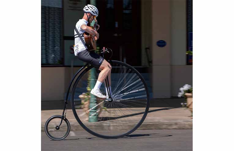 The ACT’s Simon Weir, one of Pedalfest’s most talented Penny Farthing riders.