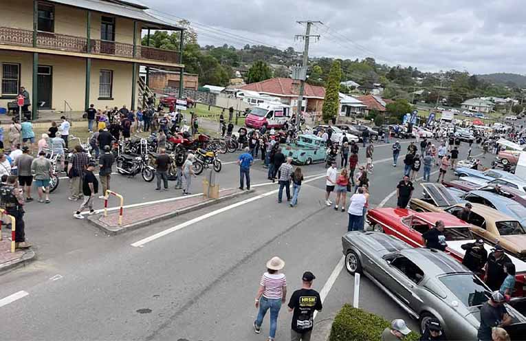 Hundreds of the shire’s resident car lovers join visitors to admire scores of meticulously maintained machines at Dungog Rumble.