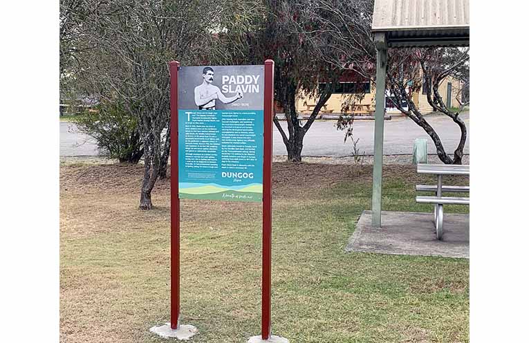 Remembering a favourite son, ‘Paddy’ is honoured in Vacy with a plaque and information board. Photo: Supplied by Cameron Archer.